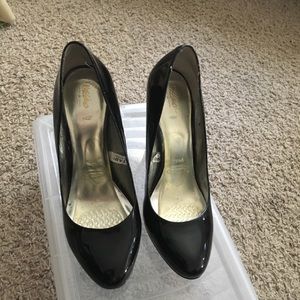 Black patent leather heels